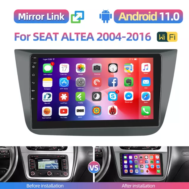 Für Seat Altea 2004-2016 9 2DIN Android 13 Autoradio Navi GPS FM RDS USB SAT