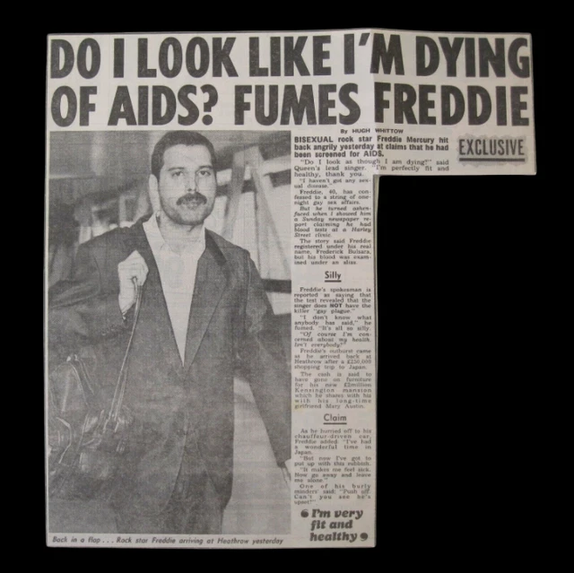 Freddie mercury queen the sun uk newspaper 1986 aids article clipping