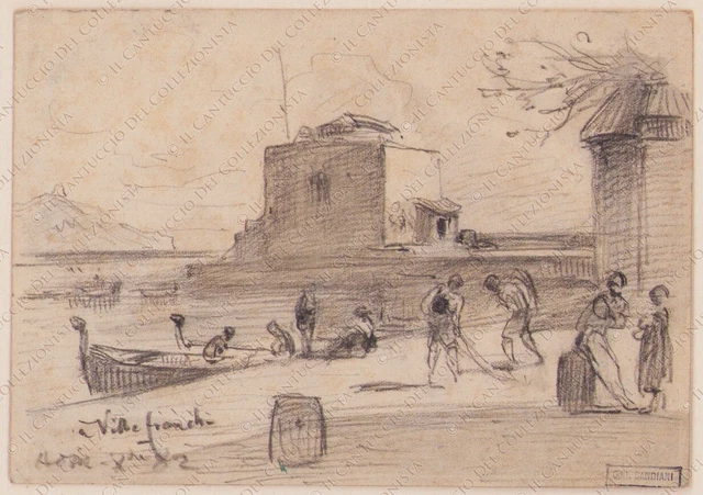 1883 Disegno Alfred Paul Emile Etienne DUMONT signed pencil drawing Switzerland