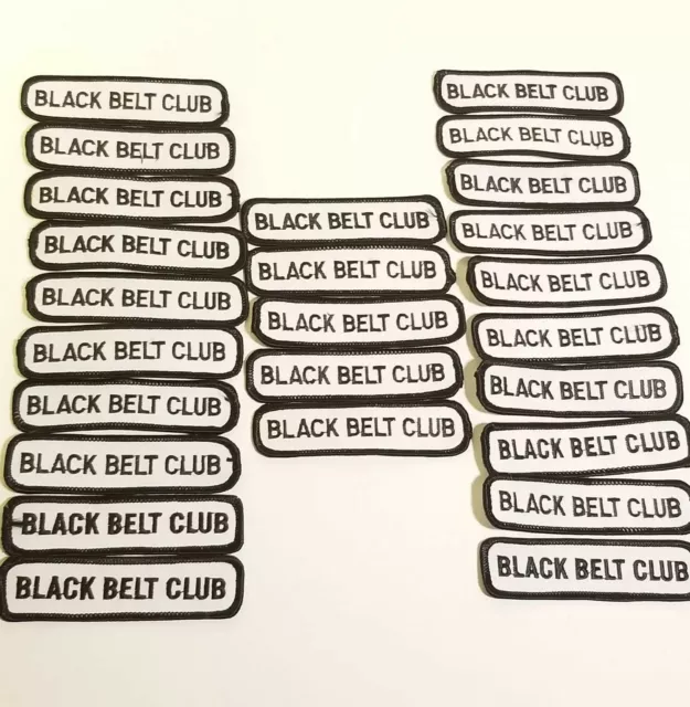 Black Belt Club Martial Arts Karate Patch Embroidered 4" x 1" Lot of 25