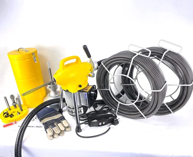 BLUEROCK S75 3/4" - 4" Sectional Pipe Drain Cleaning 1/2HP Machine Package Deal