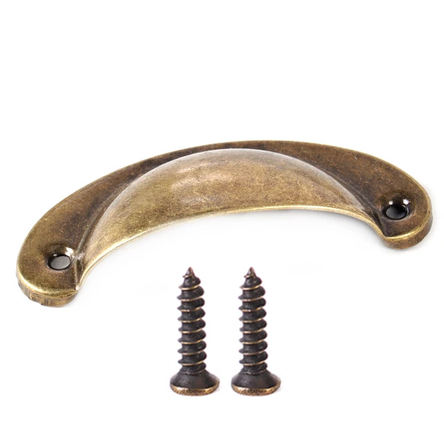 10x Antique Drawer Pull Handles Kitchen Cupboard Door Half Moon Shell Bronze 4