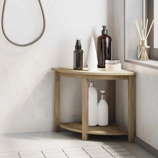 Banc de douche d'angle 50x40x45 cm Bois massif de teck