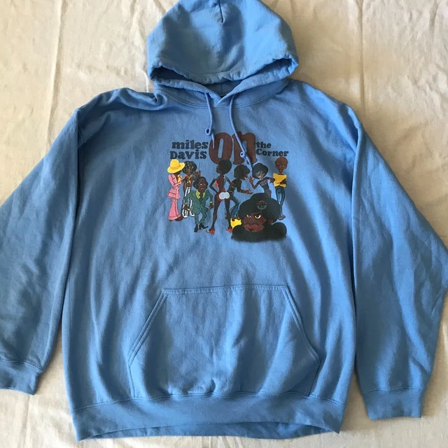 Miles Davis ''On The Corner'' Pullover  Hoodie Sweatshirt Jazz Print Blue Xl Us