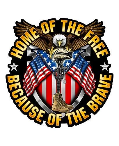 Home of the Free, Because of the Brave - 7 Inch Patriotic All Weather Decal Stic