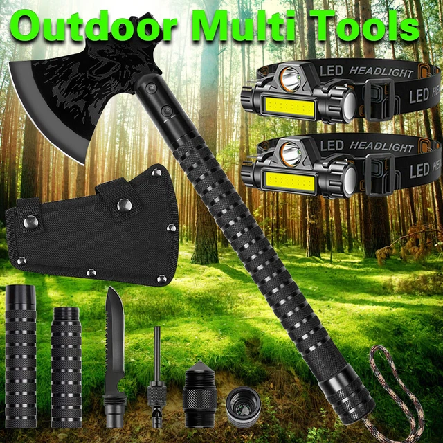 CAMPING TACTICAL TOMAHAWK Throwing Hatchet Axe Survival Knife LED