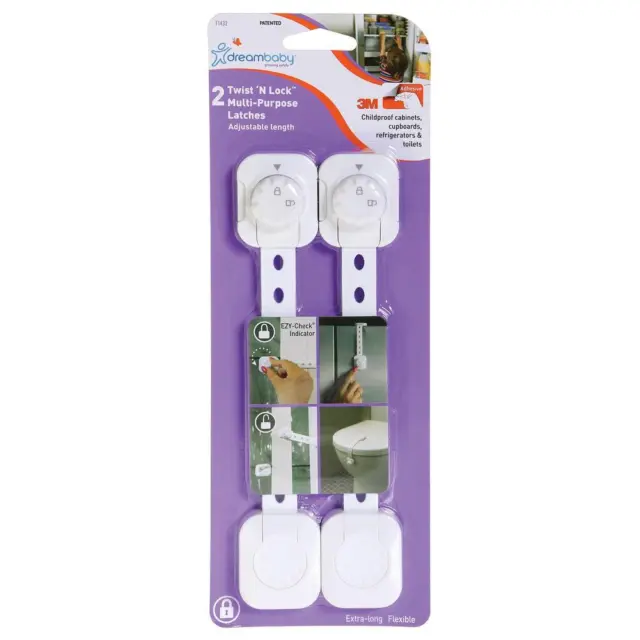 Dreambaby Twist 'N Lock Multi-Purpose Latch, 2 Pack Dreambaby