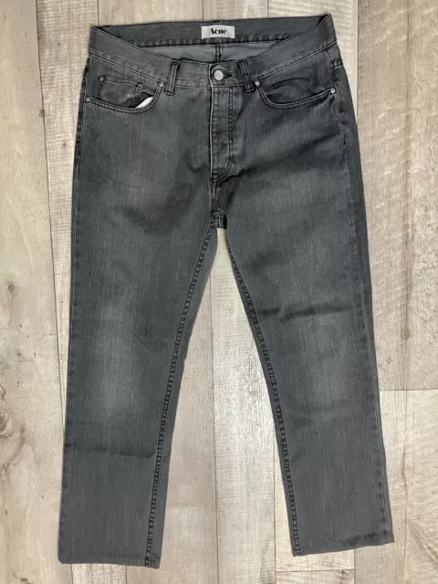 ACNE Studios Mens Grey Denim Jeans, Roc Marden 34x34 (34x29 actual), Button Fly