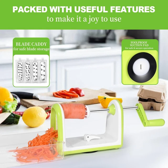 Spiralizer Manuel Pour Légumes - Fabrique Des Spaghettis De Courgettes (Zoodles), 3 Lames