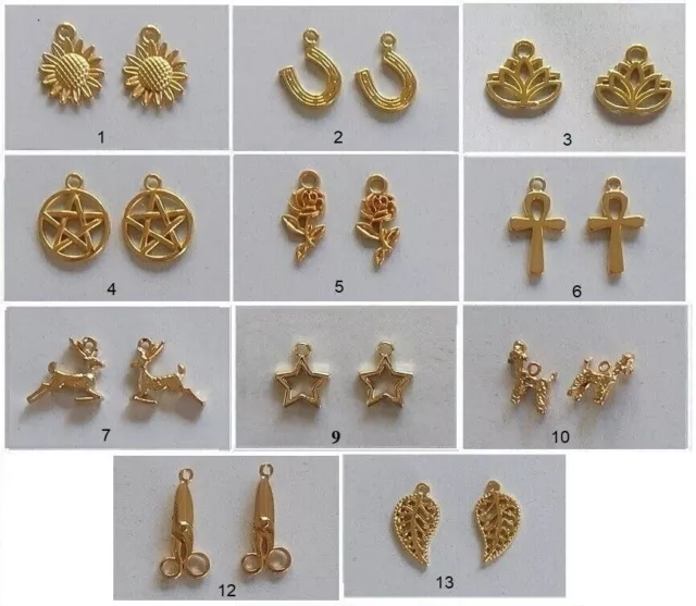 8 gold plated charms- Over 20 packs  to choose from   (F13)