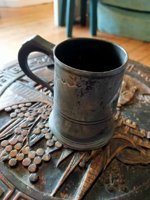 Antique Half Pint Pewter Tankard