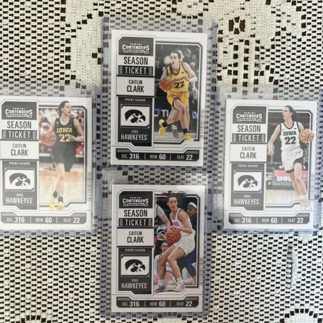 4 CAITLIN CLARK 2024 Panini Collection College Contenders CC1, 2, 3