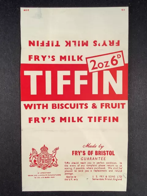 Fry’s “ Tiffin “ 1960’s Milk Chocolate Bar Wrappers ( 4 )