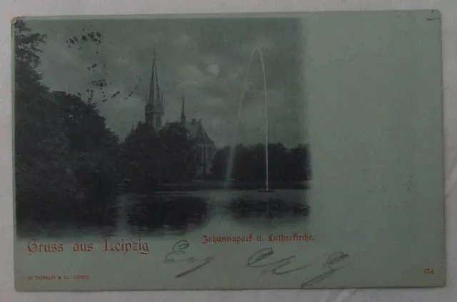 AK Postkarte Leipzig, Johannapark, Lutherkirche, gelaufen 1898
