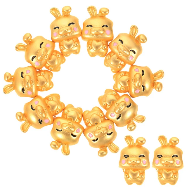 12 Pcs DIY Making Accessory Rabbit Beaded Spacer Beads Hair Tie Bracelet Cartoon
