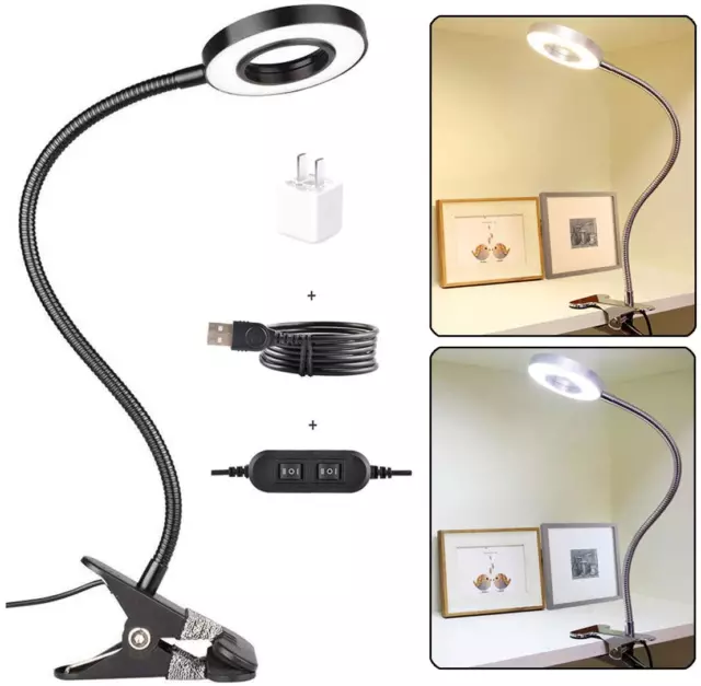 7W Clip on Light, LED Clip on Lamp, USB Reading Book Light, Bed Lamp,Desk Lamp,