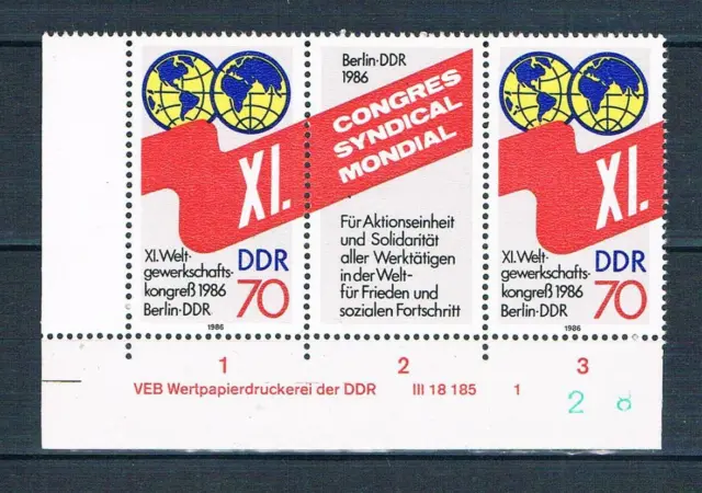 DDR W Zd 689 DV,Mi.nr. 3049,Weltgewerkschaftskongreß,Berlin,postfrisch