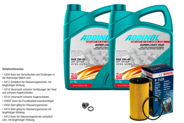 Engine Oil ADDINOL 5W-40 Super Light 0540 9 Liter + Oil Filter 24, 78,95