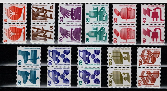 BRD Unfallverhütung waagerechte Paare Mi. - Nr. 694 A - 703 A + 773 A postfrisch