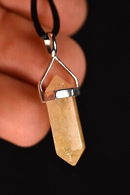 925 *CITRINE* Pencil Pendant + Cord 3.4cm 2.5g Silver, Clarity of Thought