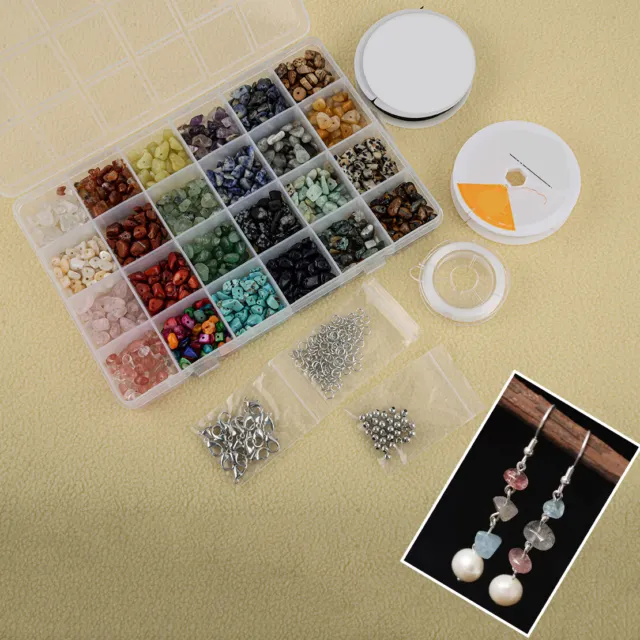 Natural Gravel Beads Freeform Chips Gemstone Beads Set Kits For DIY Jewelry