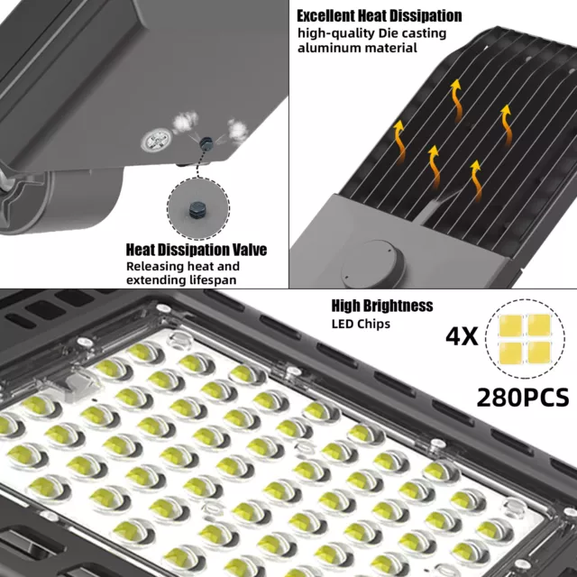 LED Parking Lot Light with Photocell, Outdoor Pole Lighting Street Area Shoebox 3