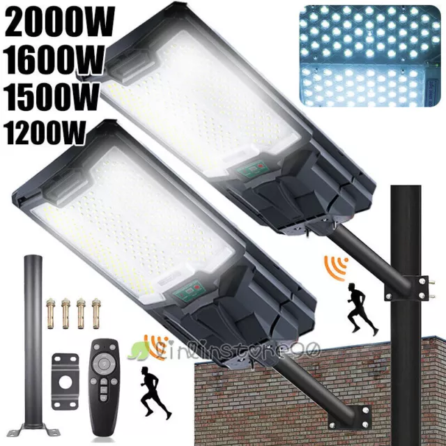 Luz Lamparas 2000W LED Luces Solar Exterior Para Patio Con Sensor De Movimiento