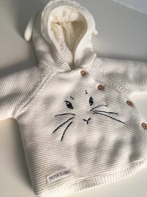0-3 Months PETER RABBIT Gorgeous Unisex Baby Clothes Jacket Cardigan Cream