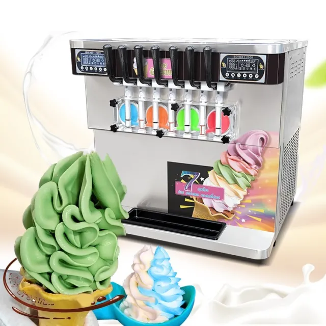 Commercial Countertop 7(4+3)flavors soft serve ice cream machine,ice cream maker