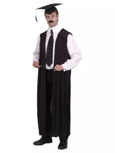 NEW Headmaster Teachers Black Long Gown Halloween Fancy Dress Costume