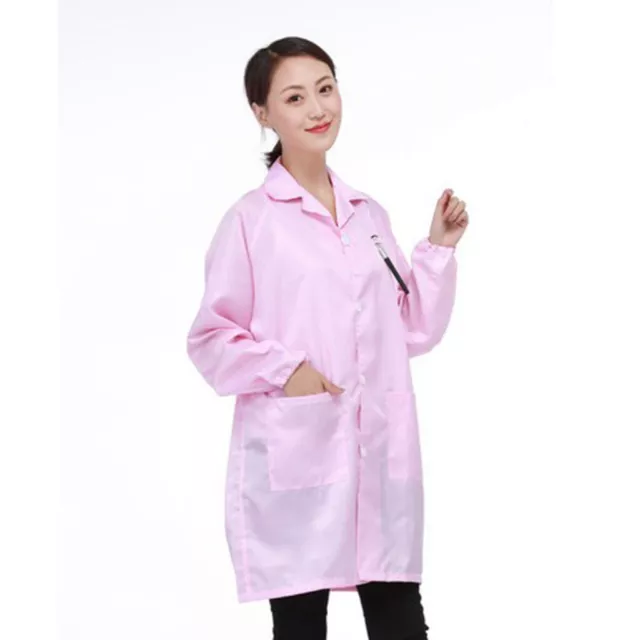 Unisex ESD-Safe Anti-Static Premium Lab Jacket Coat Clothing Pink M