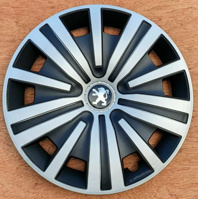 Silver/Black 16" wheel trims hubcaps to fit PEUGEOT PARTNER MK3 ( from 2018  )