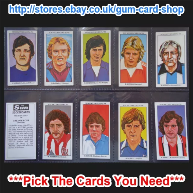 The Sun Soccercards 1978-79 (Vg) (Card 701 To 800) *Please Choose Cards*