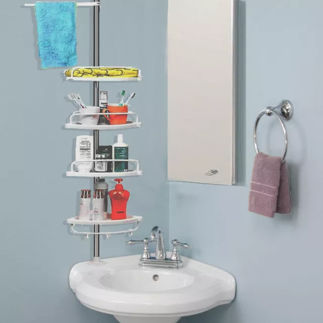 Organizador de carrito de ducha de ducha de estante telescópico de esquina sin óxido de 4 niveles 2