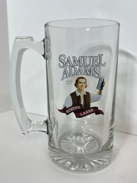 SAMUEL ADAMS BEER Glass Mug Stein ~  Boston Lager 24 ounce, 7 inch tall - Nice!