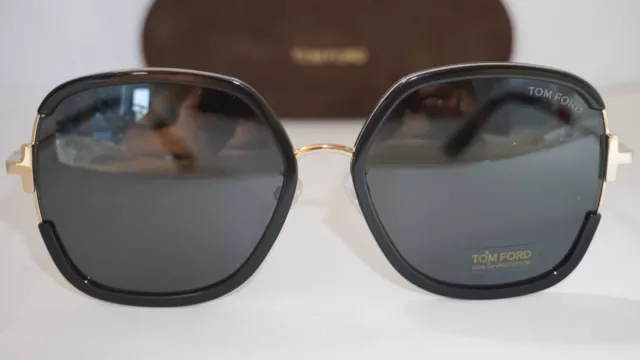 TOM FORD New Sunglasses Large Black Gold Grey TF809-K 01A 61 18 145