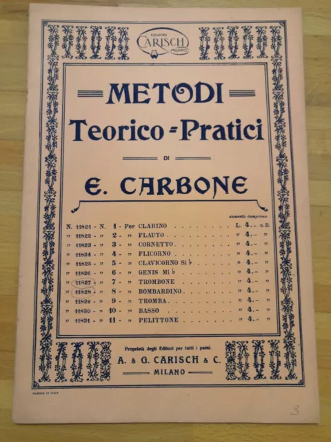 Metodi Teorico Pratici di E. Carbone Trombone - Bombardino Carisch editore