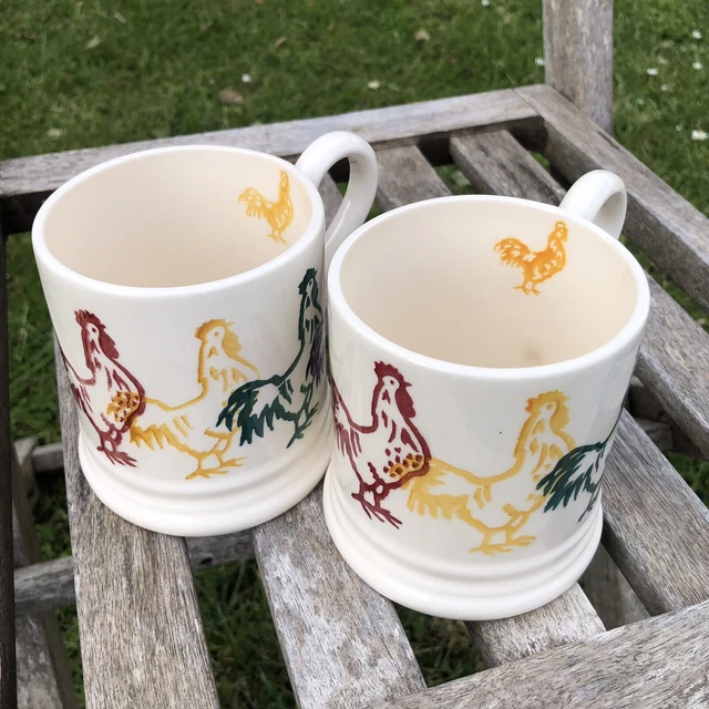 EMMA BRIDGEWATER HOWDENS ROOSTER MUGS Tankard Hand Painted Pair Half