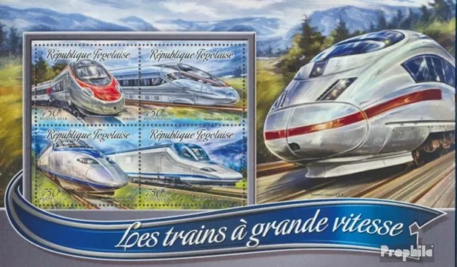 Briefmarken Togo 2016 Mi 7499-7502 Kleinbogen postfrisch Eisenbahn