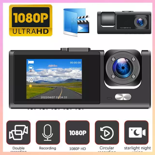 HD 1080P Dash Cam Dual Lens Auto DVR mit Innenkamera G-Sensor Videorecorder new