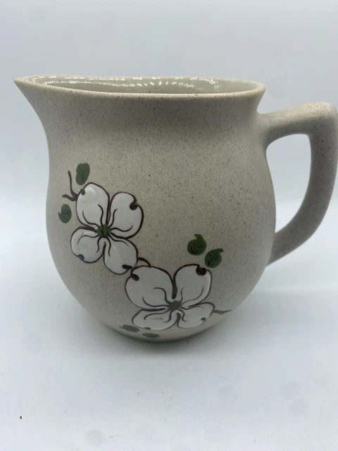 Vintage Pigeon Forge Art Pottery Pitcher Dogwood Flower Design 5”