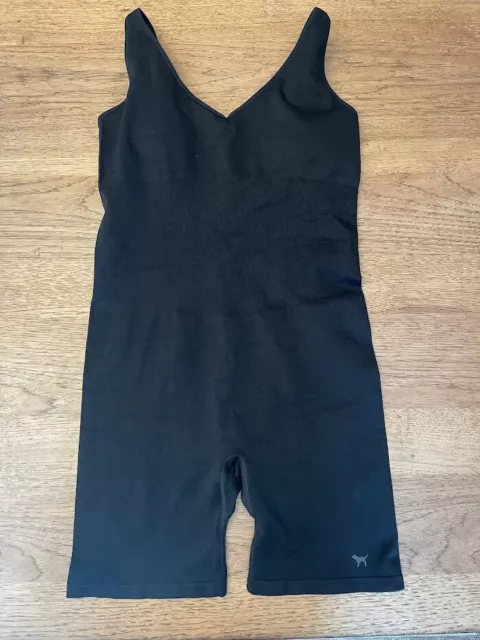 PINK Victoria’s Secret Pure Black LARGE 6" Seamless Workout Bodysuit Jumpsuit