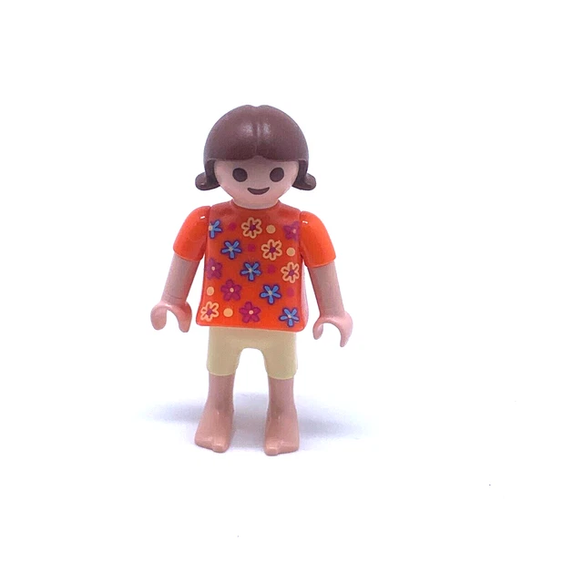 Figurine PLAYMOBIL Enfant Moderne Fille Châtain T-shirt Rayé Zoo 6635 Et Bus école 9419 - Occasion