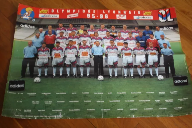 POSTER Officiel )) OL LYON  équipe Olympique Lyonnais saison 1995-1996