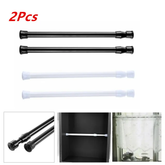 A_2Pcs Adjustable Curtain Rods Tension Rod Spring Loaded Curtain Pole Anyroom