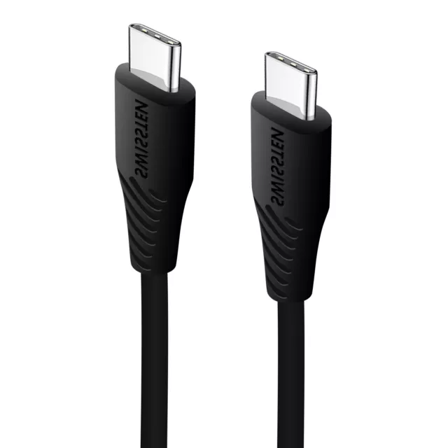 Cable USB-C a USB tipo C Carga rápida 3A 40cm Swissten - Negro