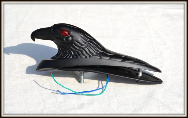 Kopf Adler- aus Metall Ornament Schwarz Mat für Kotflügel - Motorrad Custom Oder