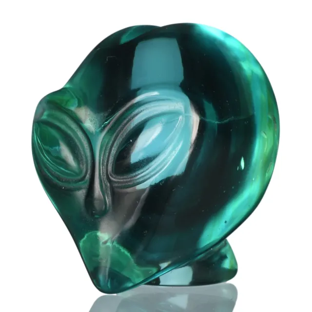 Obsidiana verde 1,57" tallada a mano cráneo alienígena naves ser estelar #37X75