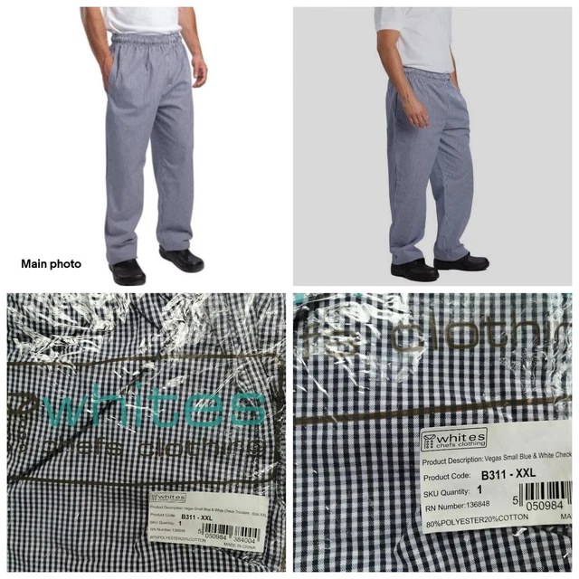 Weiße Köche Hose Vegas Küche Uniform Gastfreundschaft XXL Gingham blau kariert
