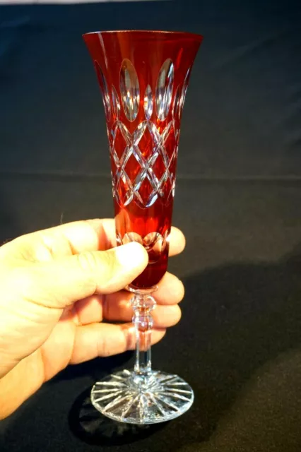 Beautiful Bohemian Ruby Glass Champagne Flute